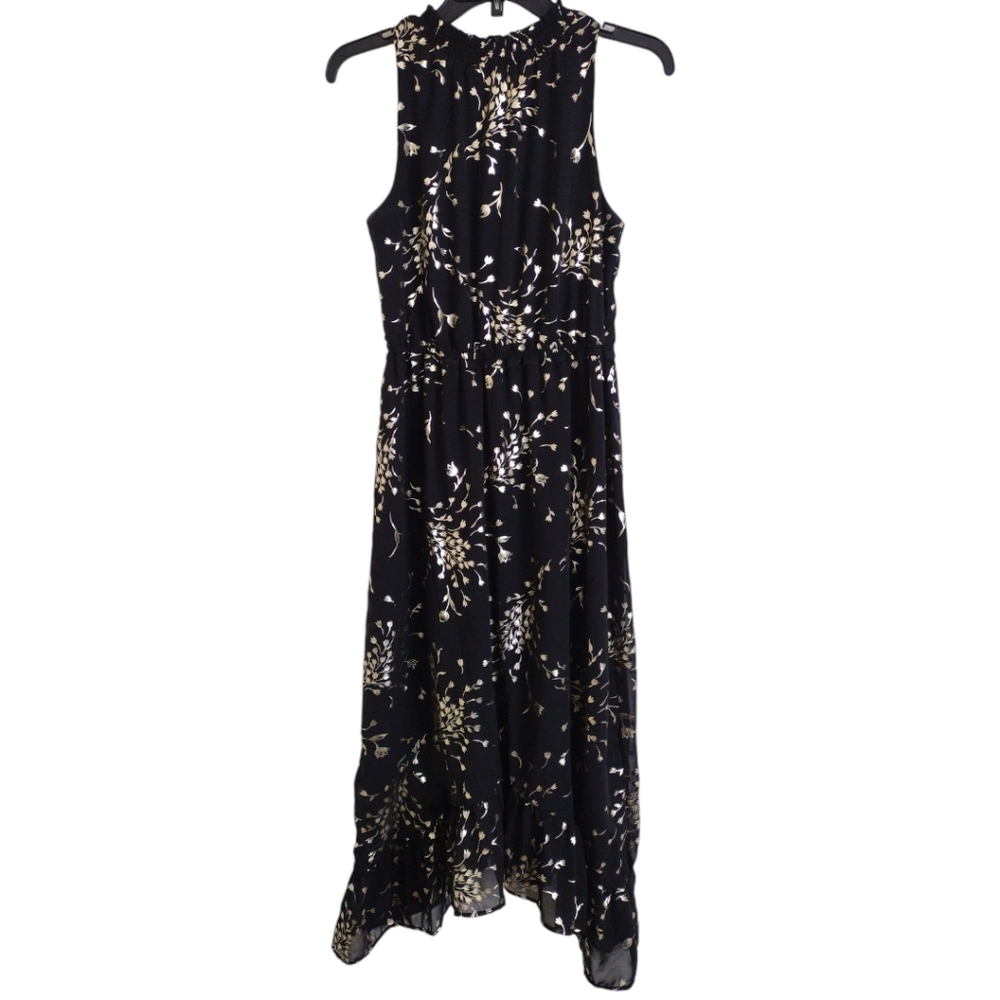 Kenzie black and gold floral print sleeveless dress size 4